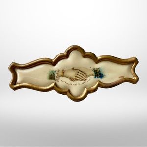 Victorian Female Handshake Bar Pin Ribbon Brooch